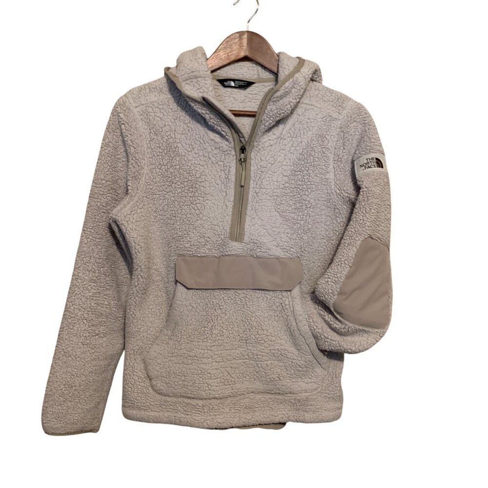 The North Face Women's‎ Beige Campshire 1/4 Zip Hoodie Kangaroo Pocket Sz M